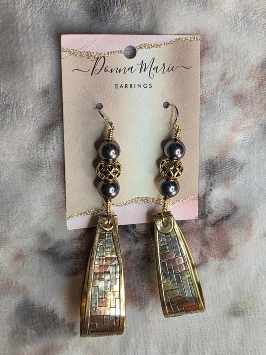 Tri Color Black Pearl Earrings
