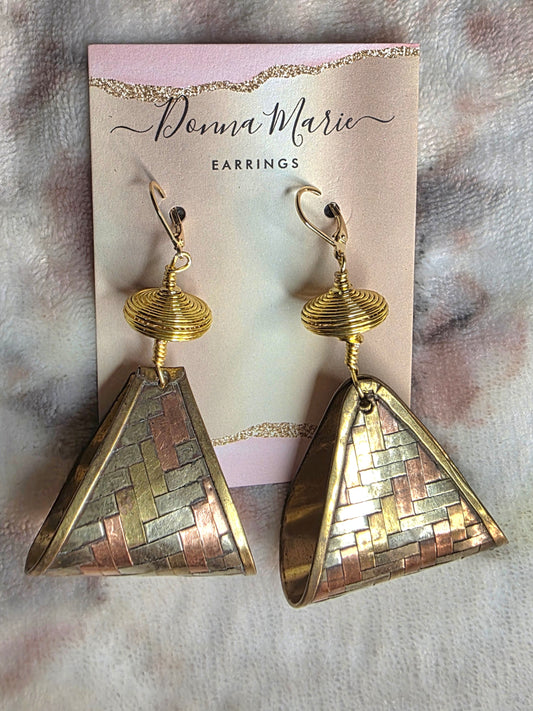 Tri Color Triangle Earrings